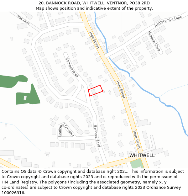 20, BANNOCK ROAD, WHITWELL, VENTNOR, PO38 2RD: Location map and indicative extent of plot
