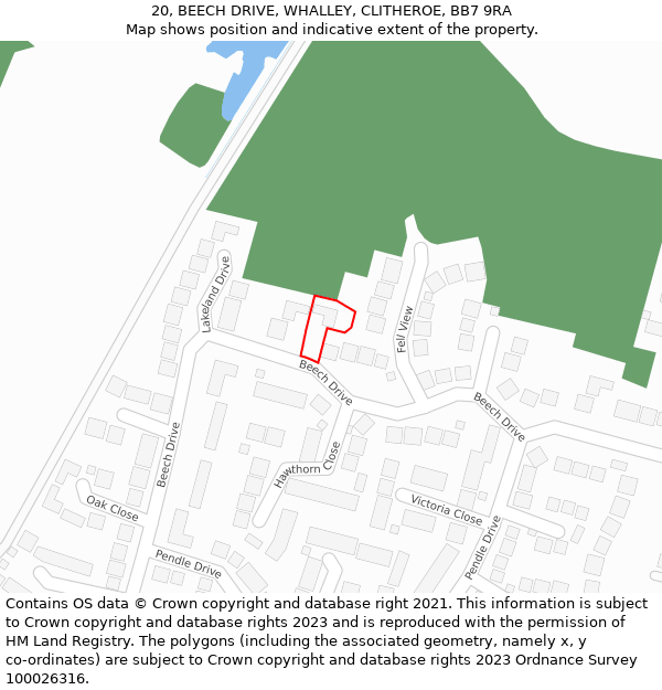 20, BEECH DRIVE, WHALLEY, CLITHEROE, BB7 9RA: Location map and indicative extent of plot