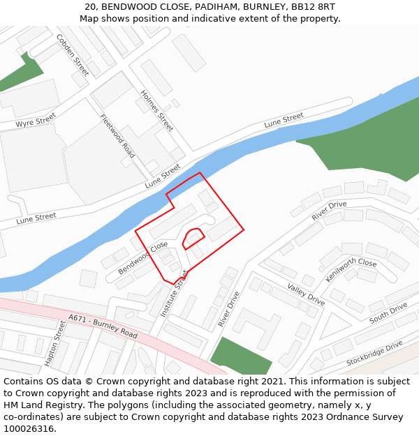 20, BENDWOOD CLOSE, PADIHAM, BURNLEY, BB12 8RT: Location map and indicative extent of plot