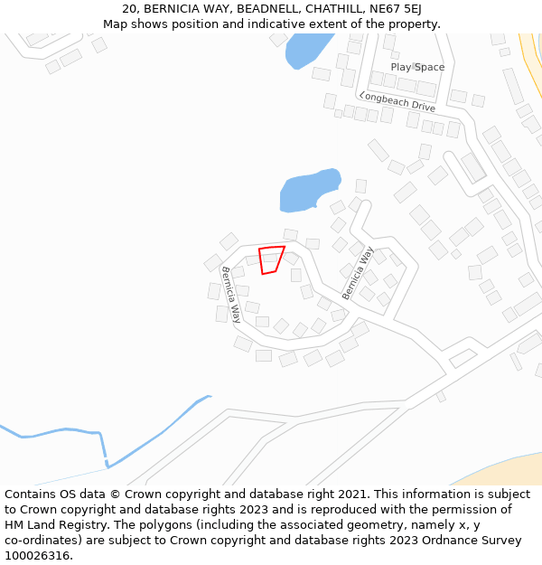 20, BERNICIA WAY, BEADNELL, CHATHILL, NE67 5EJ: Location map and indicative extent of plot