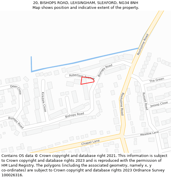 20, BISHOPS ROAD, LEASINGHAM, SLEAFORD, NG34 8NH: Location map and indicative extent of plot