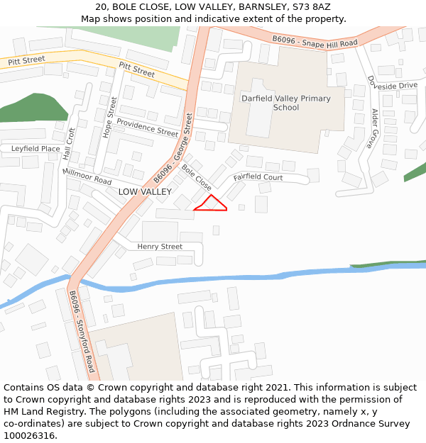 20, BOLE CLOSE, LOW VALLEY, BARNSLEY, S73 8AZ: Location map and indicative extent of plot