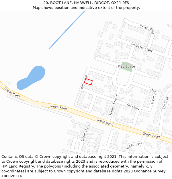 20, BOOT LANE, HARWELL, DIDCOT, OX11 0FS: Location map and indicative extent of plot