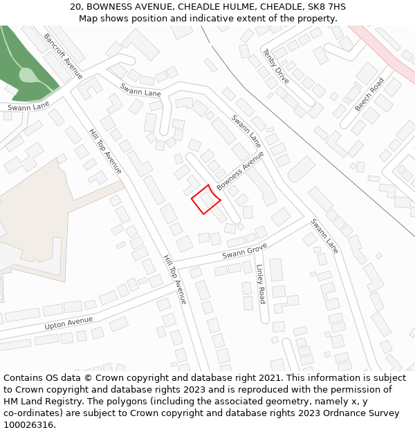 20, BOWNESS AVENUE, CHEADLE HULME, CHEADLE, SK8 7HS: Location map and indicative extent of plot