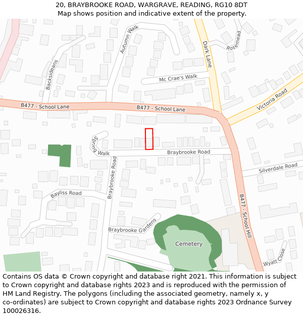 20, BRAYBROOKE ROAD, WARGRAVE, READING, RG10 8DT: Location map and indicative extent of plot