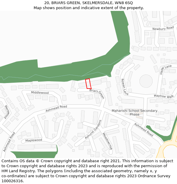 20, BRIARS GREEN, SKELMERSDALE, WN8 6SQ: Location map and indicative extent of plot