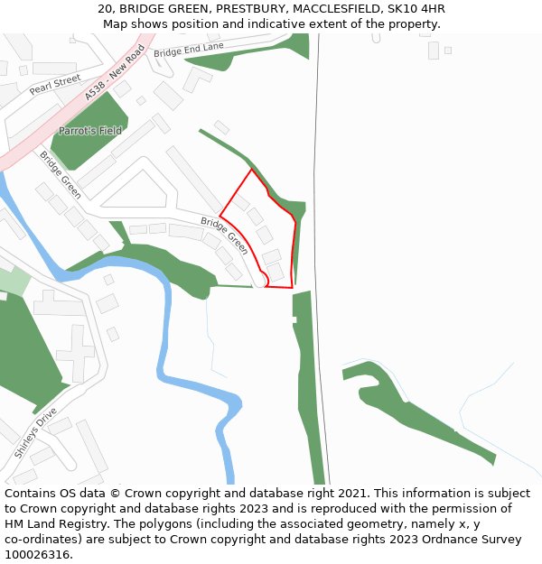 20, BRIDGE GREEN, PRESTBURY, MACCLESFIELD, SK10 4HR: Location map and indicative extent of plot