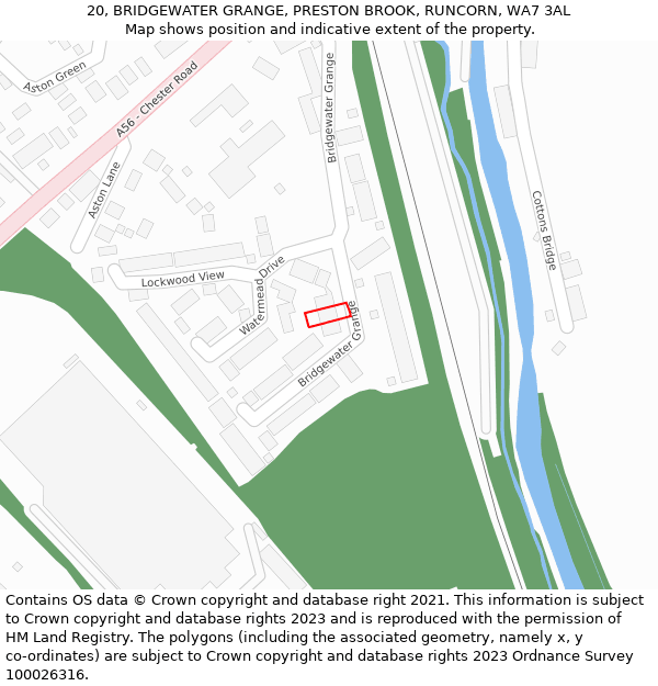 20, BRIDGEWATER GRANGE, PRESTON BROOK, RUNCORN, WA7 3AL: Location map and indicative extent of plot