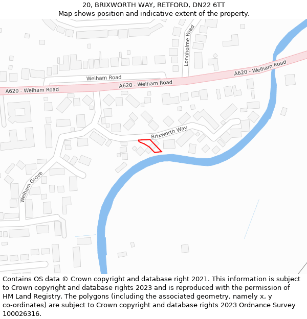 20, BRIXWORTH WAY, RETFORD, DN22 6TT: Location map and indicative extent of plot