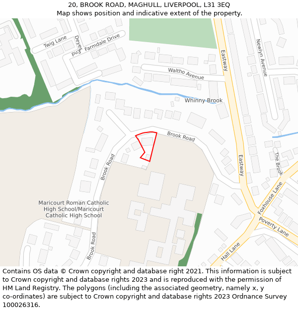 20, BROOK ROAD, MAGHULL, LIVERPOOL, L31 3EQ: Location map and indicative extent of plot
