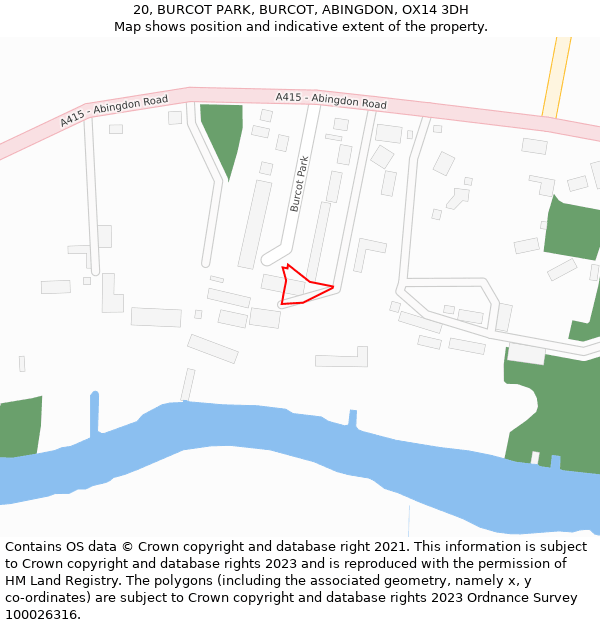 20, BURCOT PARK, BURCOT, ABINGDON, OX14 3DH: Location map and indicative extent of plot