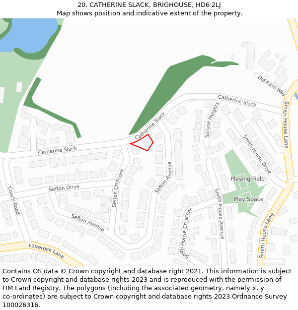 20, CATHERINE SLACK, BRIGHOUSE, HD6 2LJ: Location map and indicative extent of plot