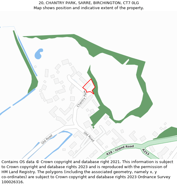 20, CHANTRY PARK, SARRE, BIRCHINGTON, CT7 0LG: Location map and indicative extent of plot