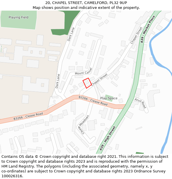 20, CHAPEL STREET, CAMELFORD, PL32 9UP: Location map and indicative extent of plot