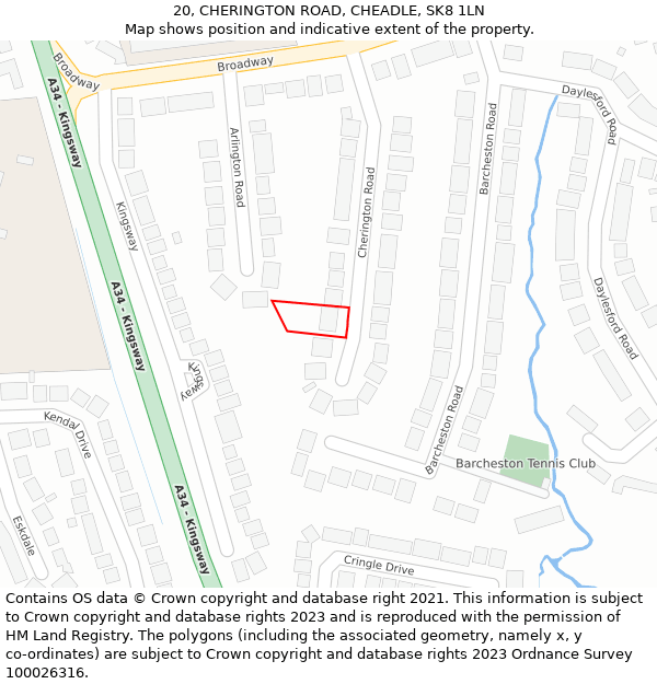 20, CHERINGTON ROAD, CHEADLE, SK8 1LN: Location map and indicative extent of plot