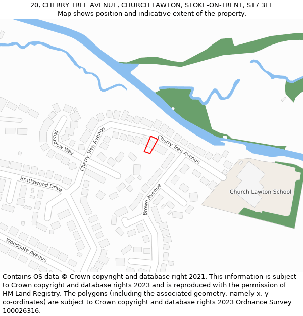 20, CHERRY TREE AVENUE, CHURCH LAWTON, STOKE-ON-TRENT, ST7 3EL: Location map and indicative extent of plot