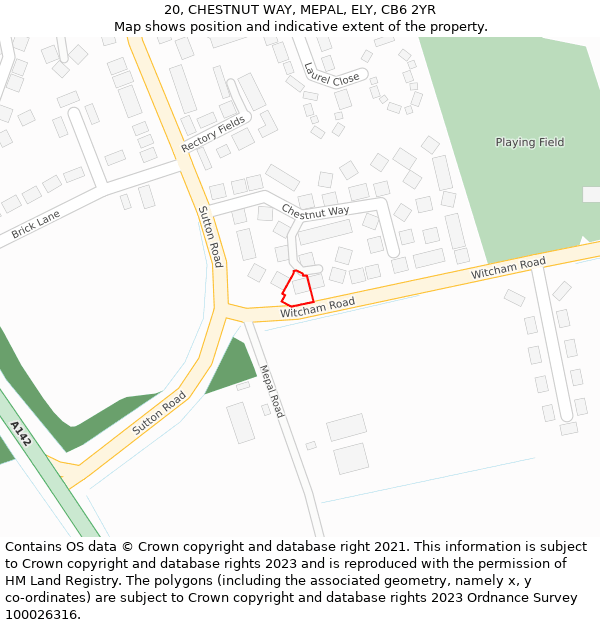 20, CHESTNUT WAY, MEPAL, ELY, CB6 2YR: Location map and indicative extent of plot