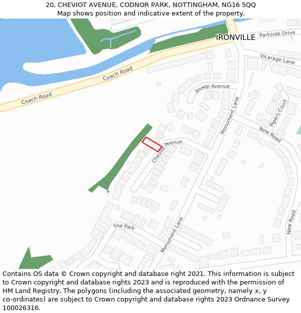 20, CHEVIOT AVENUE, CODNOR PARK, NOTTINGHAM, NG16 5QQ: Location map and indicative extent of plot