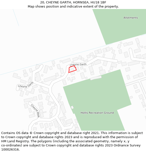 20, CHEYNE GARTH, HORNSEA, HU18 1BF: Location map and indicative extent of plot
