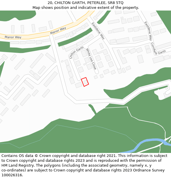 20, CHILTON GARTH, PETERLEE, SR8 5TQ: Location map and indicative extent of plot