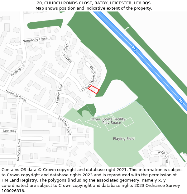 20, CHURCH PONDS CLOSE, RATBY, LEICESTER, LE6 0QS: Location map and indicative extent of plot