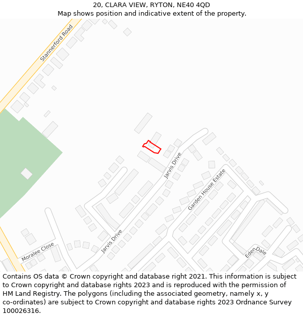 20, CLARA VIEW, RYTON, NE40 4QD: Location map and indicative extent of plot