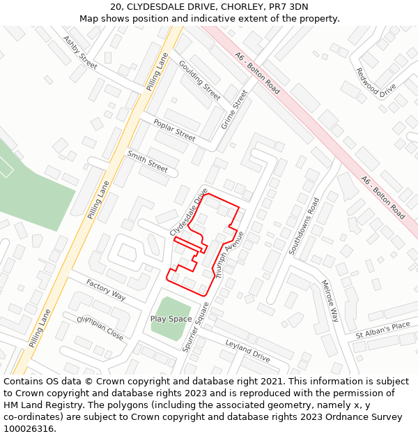 20, CLYDESDALE DRIVE, CHORLEY, PR7 3DN: Location map and indicative extent of plot