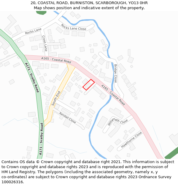 20, COASTAL ROAD, BURNISTON, SCARBOROUGH, YO13 0HR: Location map and indicative extent of plot