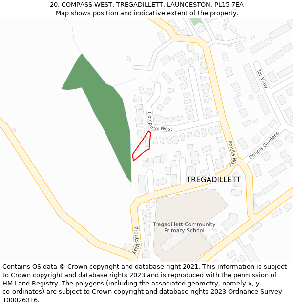 20, COMPASS WEST, TREGADILLETT, LAUNCESTON, PL15 7EA: Location map and indicative extent of plot