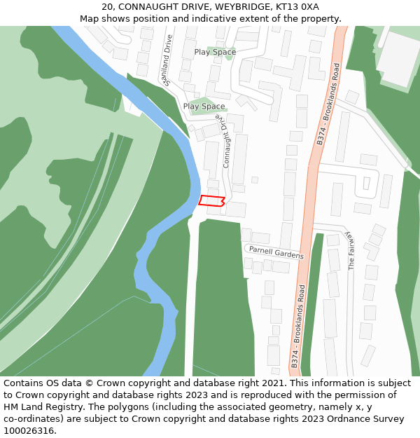 20, CONNAUGHT DRIVE, WEYBRIDGE, KT13 0XA: Location map and indicative extent of plot