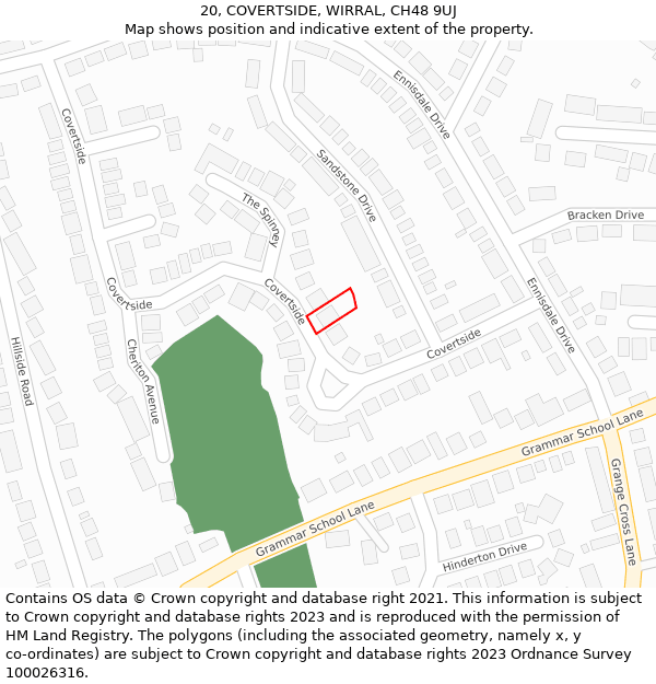 20, COVERTSIDE, WIRRAL, CH48 9UJ: Location map and indicative extent of plot