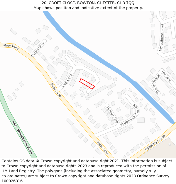 20, CROFT CLOSE, ROWTON, CHESTER, CH3 7QQ: Location map and indicative extent of plot