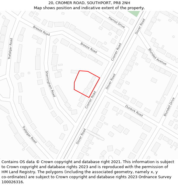 20, CROMER ROAD, SOUTHPORT, PR8 2NH: Location map and indicative extent of plot