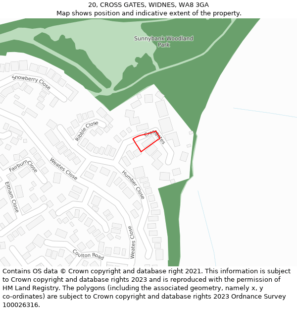 20, CROSS GATES, WIDNES, WA8 3GA: Location map and indicative extent of plot