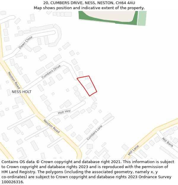 20, CUMBERS DRIVE, NESS, NESTON, CH64 4AU: Location map and indicative extent of plot