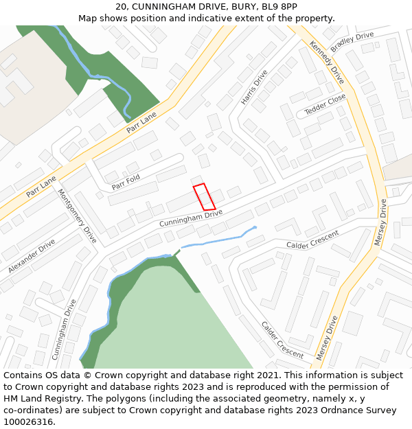 20, CUNNINGHAM DRIVE, BURY, BL9 8PP: Location map and indicative extent of plot