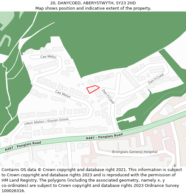 20, DANYCOED, ABERYSTWYTH, SY23 2HD: Location map and indicative extent of plot