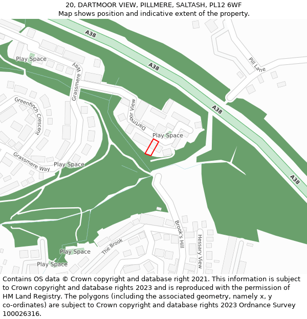 20, DARTMOOR VIEW, PILLMERE, SALTASH, PL12 6WF: Location map and indicative extent of plot