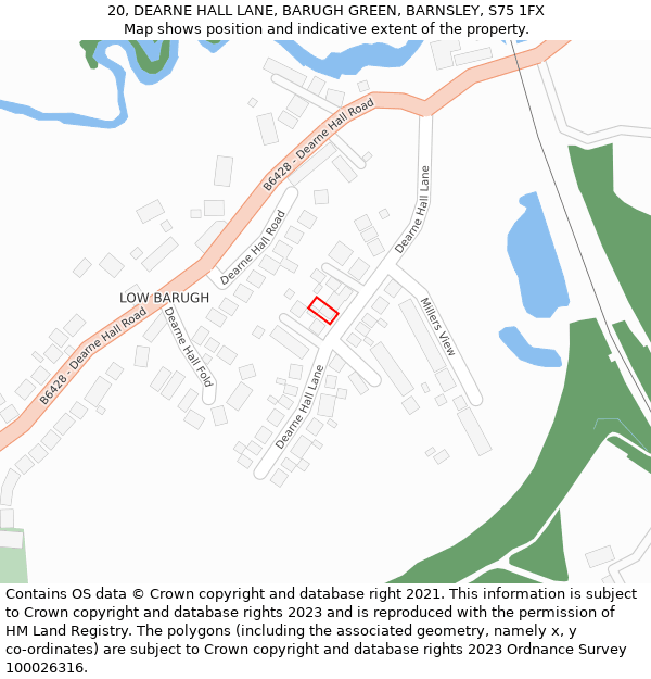 20, DEARNE HALL LANE, BARUGH GREEN, BARNSLEY, S75 1FX: Location map and indicative extent of plot