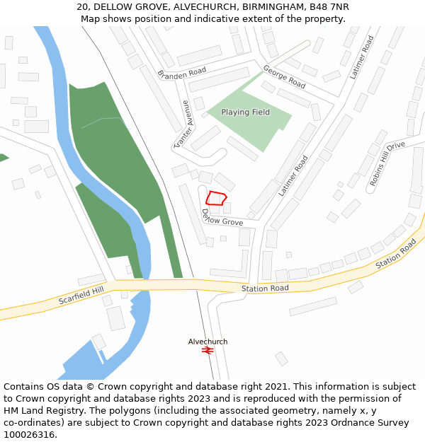 20, DELLOW GROVE, ALVECHURCH, BIRMINGHAM, B48 7NR: Location map and indicative extent of plot