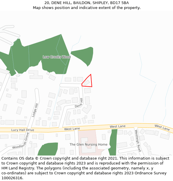 20, DENE HILL, BAILDON, SHIPLEY, BD17 5BA: Location map and indicative extent of plot