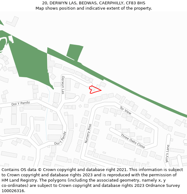 20, DERWYN LAS, BEDWAS, CAERPHILLY, CF83 8HS: Location map and indicative extent of plot