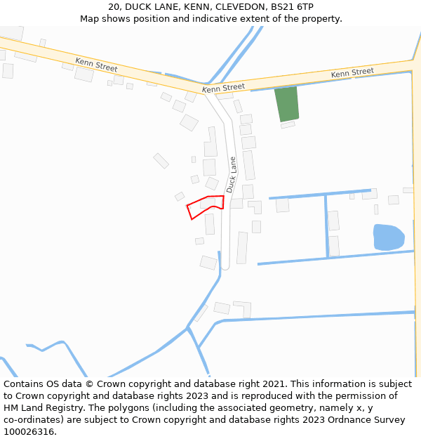 20, DUCK LANE, KENN, CLEVEDON, BS21 6TP: Location map and indicative extent of plot