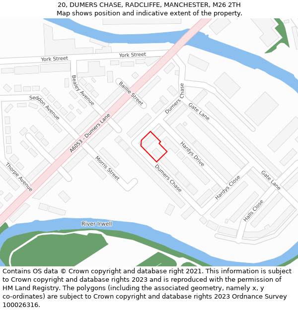 20, DUMERS CHASE, RADCLIFFE, MANCHESTER, M26 2TH: Location map and indicative extent of plot