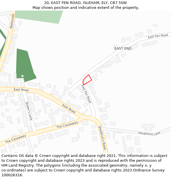 20, EAST FEN ROAD, ISLEHAM, ELY, CB7 5SW: Location map and indicative extent of plot