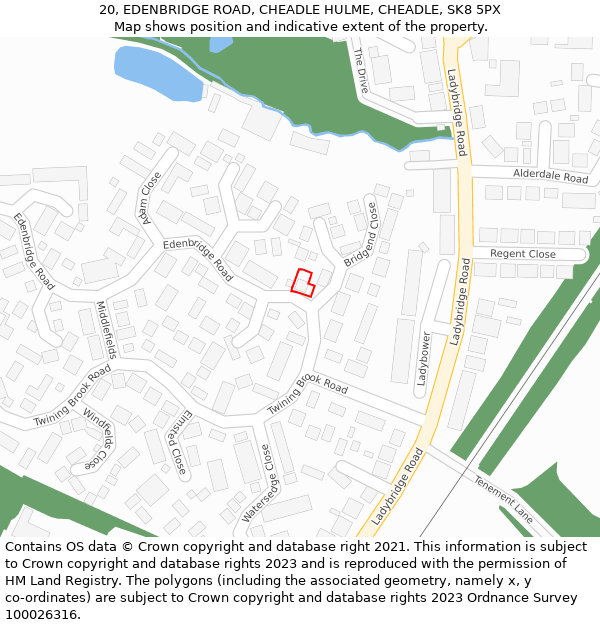 20, EDENBRIDGE ROAD, CHEADLE HULME, CHEADLE, SK8 5PX: Location map and indicative extent of plot