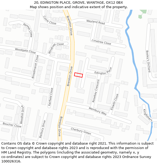 20, EDINGTON PLACE, GROVE, WANTAGE, OX12 0BX: Location map and indicative extent of plot