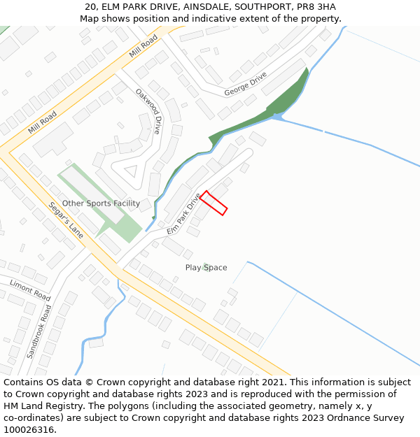 20, ELM PARK DRIVE, AINSDALE, SOUTHPORT, PR8 3HA: Location map and indicative extent of plot