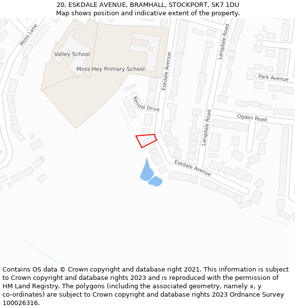 20, ESKDALE AVENUE, BRAMHALL, STOCKPORT, SK7 1DU: Location map and indicative extent of plot