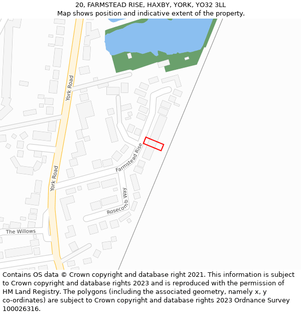 20, FARMSTEAD RISE, HAXBY, YORK, YO32 3LL: Location map and indicative extent of plot